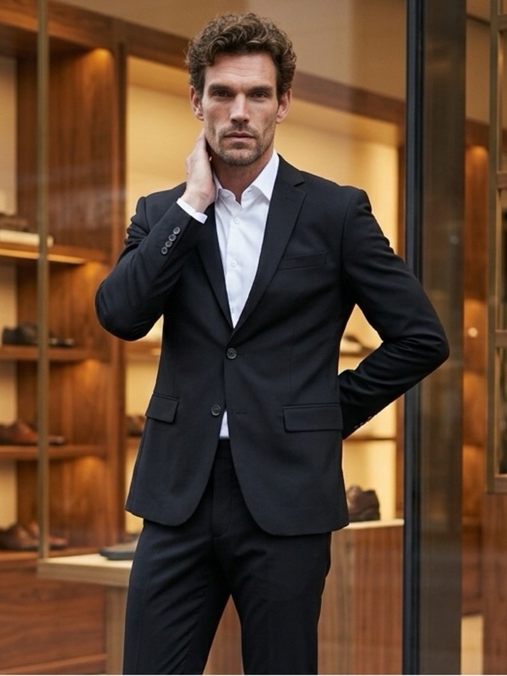 JF J Ferrar Super Slim Suit Separates Jacket Blazer Black Stretch 34R